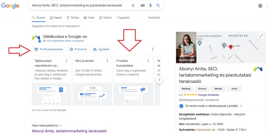 google business profil névre változik